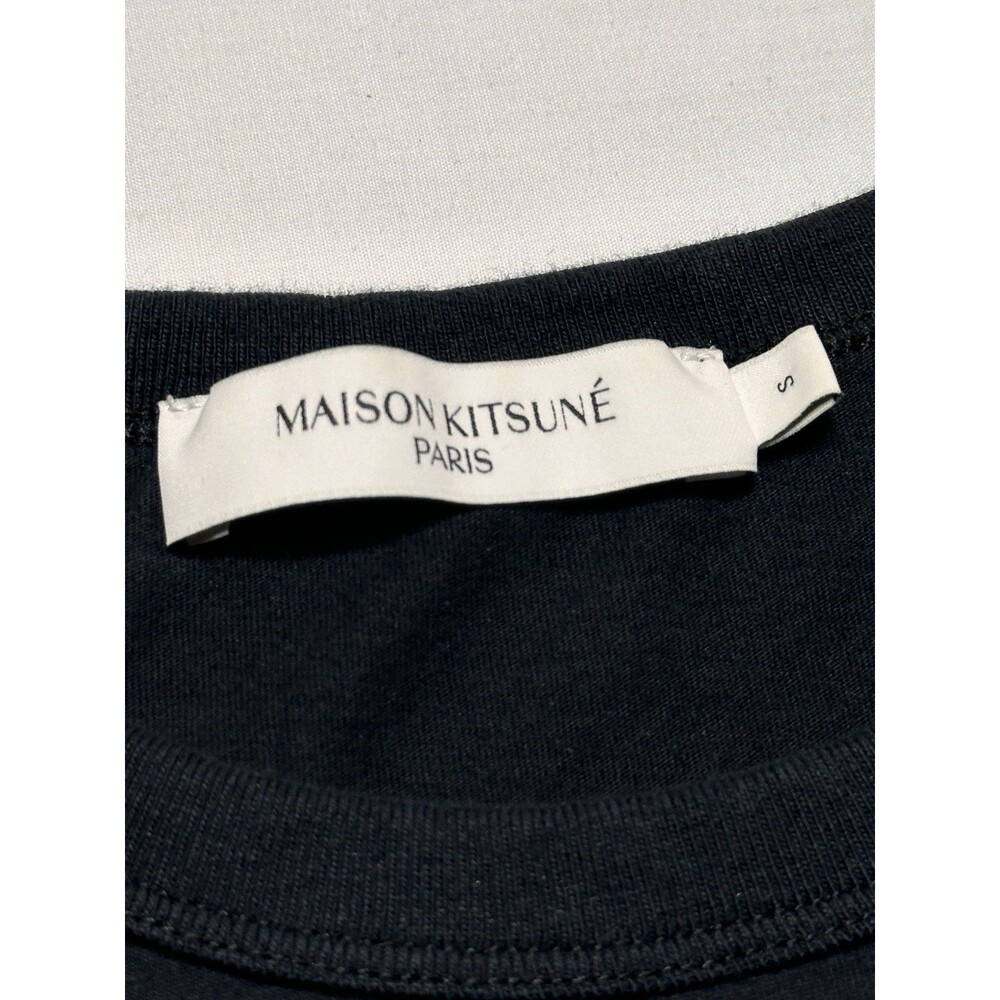 Maison Kitsune Shirt Short Sleeve Mens Small Black Paris Neon Logo - Picture 3 of 8